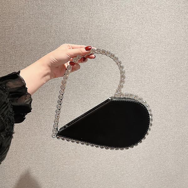 Söt Mini Hjärtformad Kvällskoppling, Rhinestone Diamantram Bröllopsklänning Handväska för Kvinnor