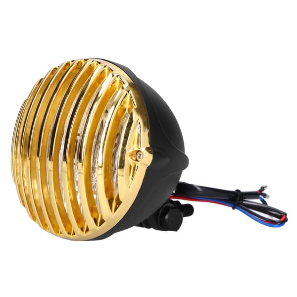 [RM][LCS] Round Motorcycle Headlight 3-Wire System Golden Grill Cover 12V 55W