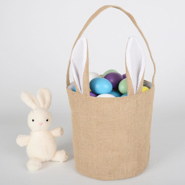 Presentpåse Bedårande Kaninöron Jute Kakförpackning Hållbar Påskkorg Säckväv för Hemmet Green