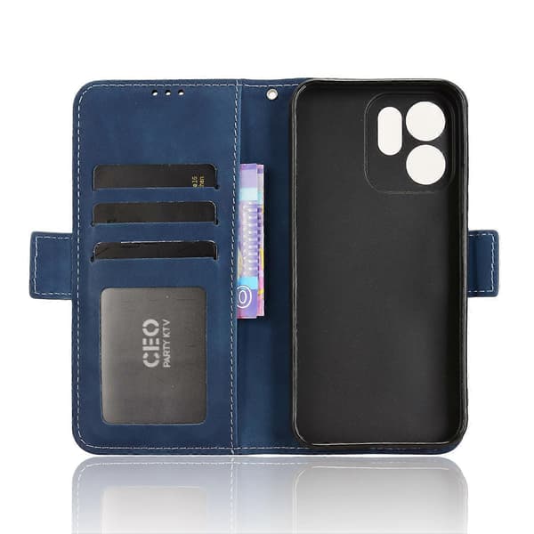 For Oppo Reno 14F 5G Leather Case Phone Wallet Case with Multiple Card Slots Blue