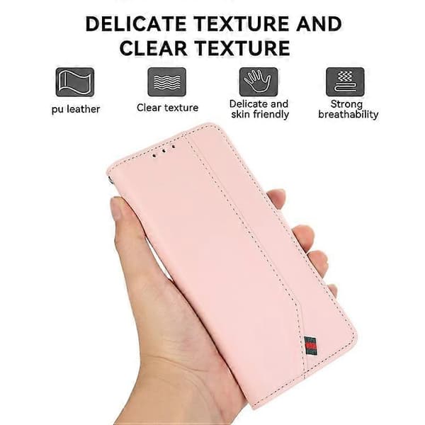 [RM] Kompatibelt etui til iPhone 17 Pro RFID Flip Lædercover Pink