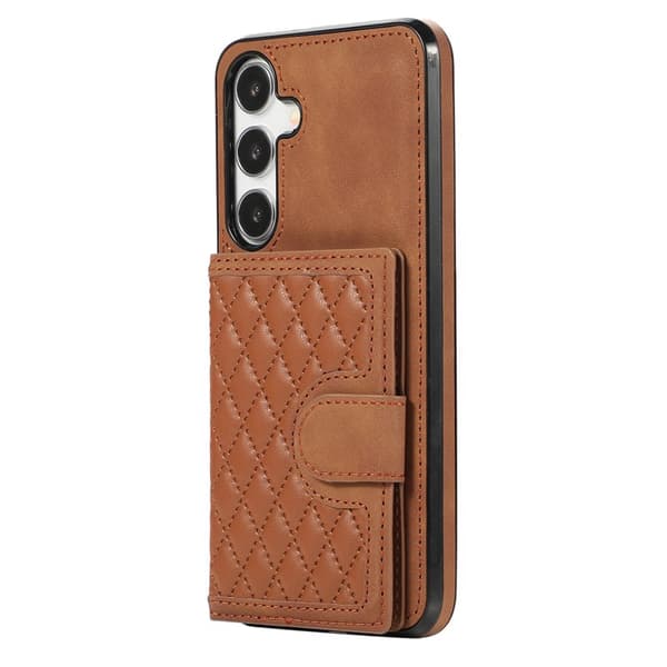 Mobilskall til Samsung Galaxy S26 TPU + Kunstskinn Kickstand - Brun