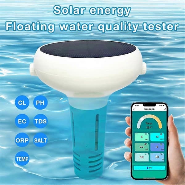 Solar Swimming Smart Klorinmåler til Swimmingpool Klor/PH/TDS/EC/ORP/Salinitet/TEMP Test