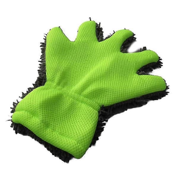 Chenille bilvaskehandsker - Mikrofiber køretøjsrengøringsvantehåndklæde Grey + Green