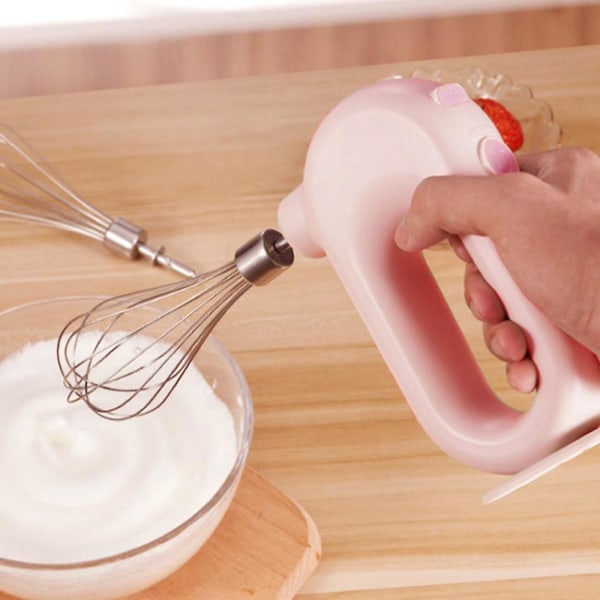 Hushålls sladdlös elektrisk handmixer, USB uppladdningsbar handhållen äggvisp, bakning hemma för kök Pink