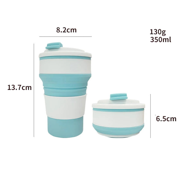 Sport Hopfällbar Mugg Kaffe Vikbar Silikon BPA-fri Hopfällbar Rese Silikonmugg Blue 350ml