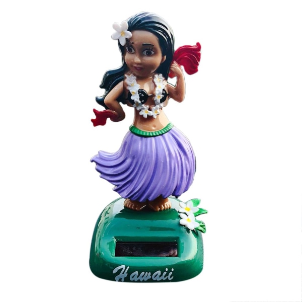 Hawaii Girl Car Dashboard Ornament Office Desk Bobblehead Solar Toy A-Lila
