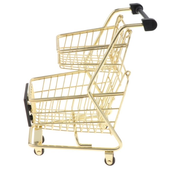 Mini Skrivbordsförvaring Leksaksförvaringskorg med Skrivbordsställ Tvåvånings Leksak Guld