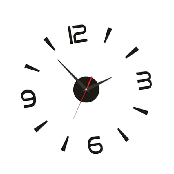 DIY Wall Clock 40cm Small Black Modern Simple European Style Silent Acrylic Frameless DIY 3D Wall Clock