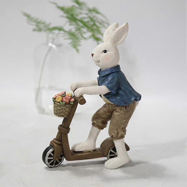 [RM] Riding Rabbit Couple Ornament Spring Easter Decoration Micro Landscape Figurine