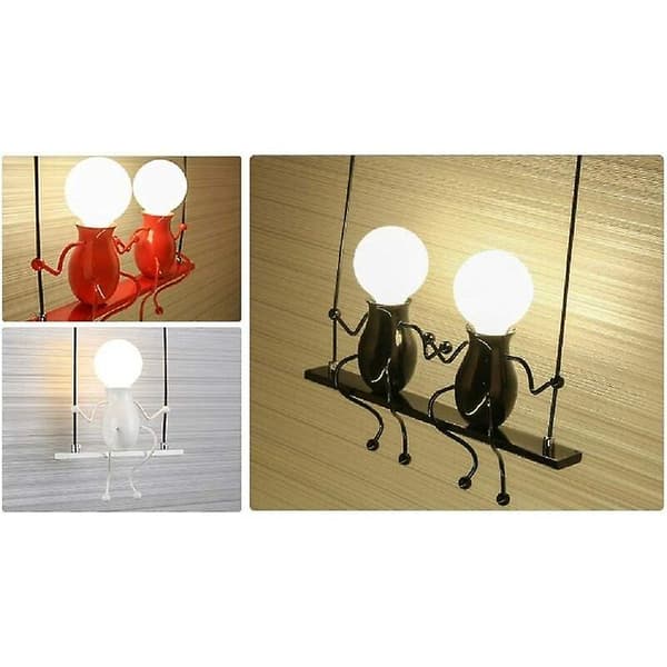 Enkel modedocka gunga barn modern vägglampa vardagsrum sovrum kreativ sänglampa semester/bröllopspresent (röd)