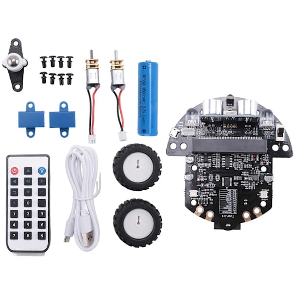 Robot Programmerbart robotkit baserat på BBC Microbit V2 och V1 för STEM-kodningsutbildning med laddningsbart batteri (A)