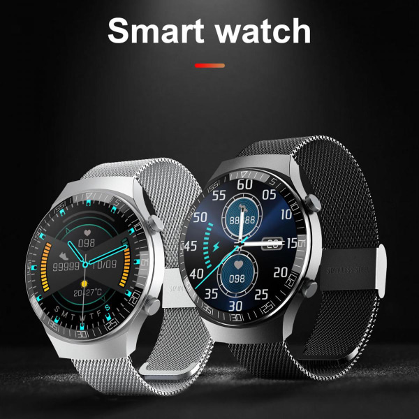 1,28" vattentät Bluetooth 4.0 Smart Watch meddelandepåminnelse för Android grå gummi