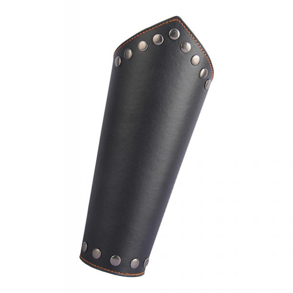 Handske I Läder Unisex Armskydd Medeltida Vakt Bracer Kostym Tillbehör Svart