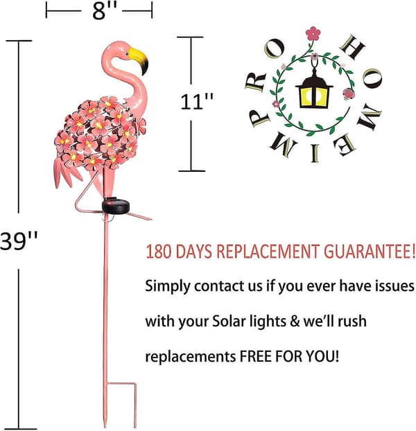 [RM] Solcellelamper til Haven, Flamingo Gangsti Udendørs Spydlamper Y