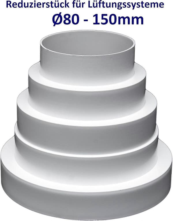 Universal reduktion til ventilationssystemer Ø 80-150 mm. Reduktionsfitting reduktionsrør Ø 80 100 120 125 150. Ventilationskanal til rund ventilationstra