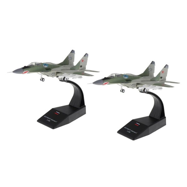 2x 1:100 MIG-29 Flygplan Armémodell Med Displayställ Dekor Samlarobjekt Del