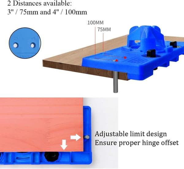 [RM]35mm Hidden Hinge Jig Kit for Door Hinges, Woodworking Tool, Hinge Hole Drilling Template, Woodworking Tool for Cabinet Door Hinges