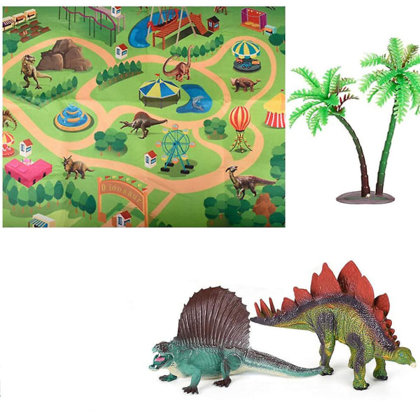 Dinosaurie leksaksfigur med lekmatta, set Dino set drake med matta Lekmatta & bil Pedagogiska leksaker för barn Dinosaurieleksaker för Ch