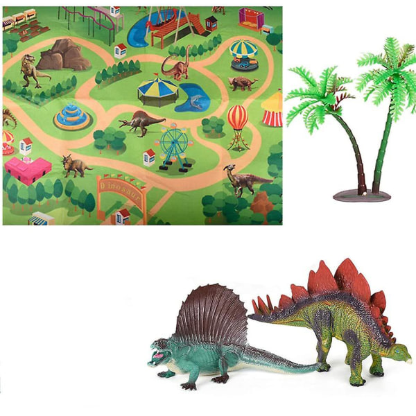 Dinosaurieleksaksfigur med lekmatta, Dinosaurieleksaksset Dino Lekset Drake med Matta & Billeksaker Pedagogiska Leksaker För Barn Dinosaurieleksaker För Ch
