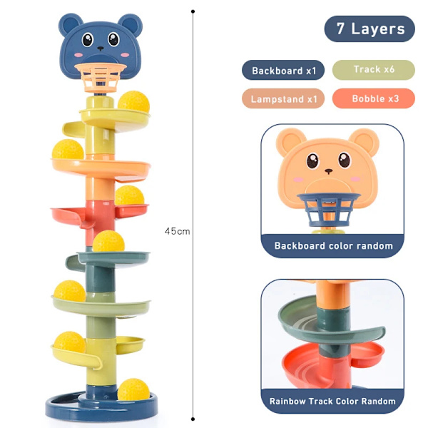 Montessori Leksaker Baby Spår Rullande Boll Push Pop Glidande Boll Tidig Pedagogisk Leksak 7 layers