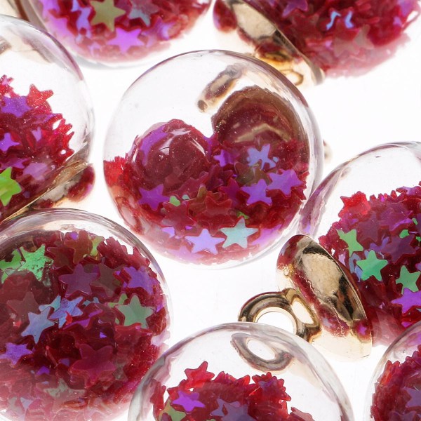 10 stycken 16 mm Tiny Star Glaskula Berlocker hänge DIY Craft röd