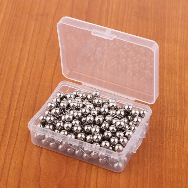 100 / 200 set 6mm Metall Kulhuvud Nål Markeringsspets Silver 200