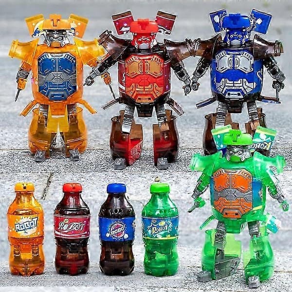 [RM]Nye drikkeflasker Transformer Robotleker, brusboks transformerende robotleker red