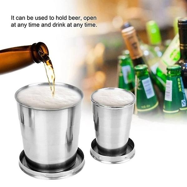 Vikbar mugg i rostfritt stål, portabel för utomhusresor, camping, teleskopisk mugg, hopfällbar drickbehållare för utomhusbruk 75ml/150ml/250ml 150ml