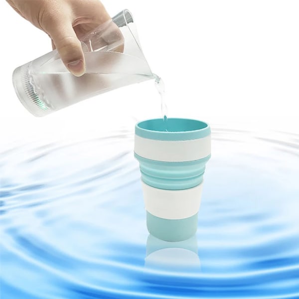 Sport Hopfällbar Mugg Kaffe Vikbar Silikon BPA-fri Hopfällbar Rese Silikonmugg Blue 350ml