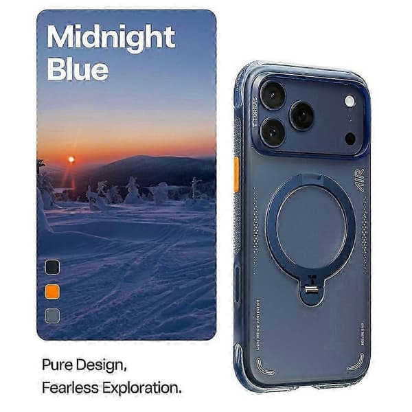 [RM]Series Compatible with iPhone 17 Pro Max Magnetic Case with Kickstand TPU PC Phone Back Cover (Blue)