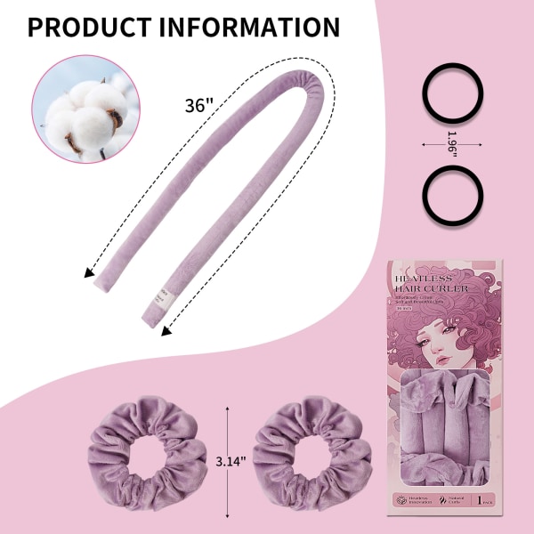 5 st/ set Värmefri locktång Pannband Mjuk hårrullare Light pink