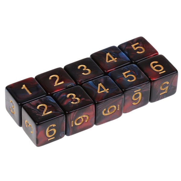 10 st 6-sidiga tärningar d6 polyedriska tärningar för dungeons and dragons bordsspel blå röd