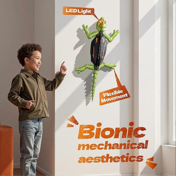 Wall Climber Gecko, Rechargeable Remote Control Robot Toy, Climbs on Walls, Wall[RM] chameleon