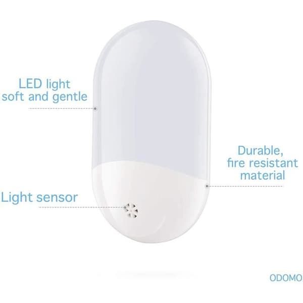 Barnenattlampe - LED - Veggkontakt - Automatisk lyssensor