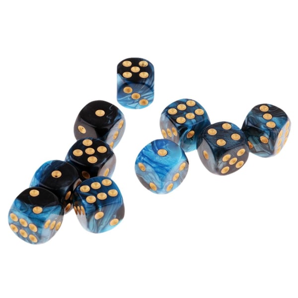 Sexsidiga Spel Tärningar 16mm Tärningar För Brädspel Och Matematikutbildning Blå+Svart