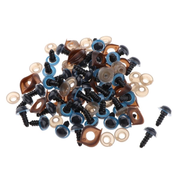 100 st Säkerhetsögonlock Ögon för DIY Nallebjörn Docka Leksak Brickor 14mm Blå