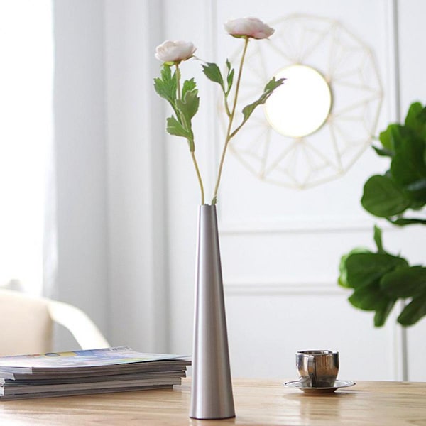 Elegant Aluminium Vas Bordsvaser Blomma Flaska För Heminredning Silver