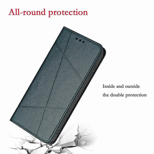Grønt læderpungcover med standfunktion og håndledsrem til Galaxy A17 5G telefoncover