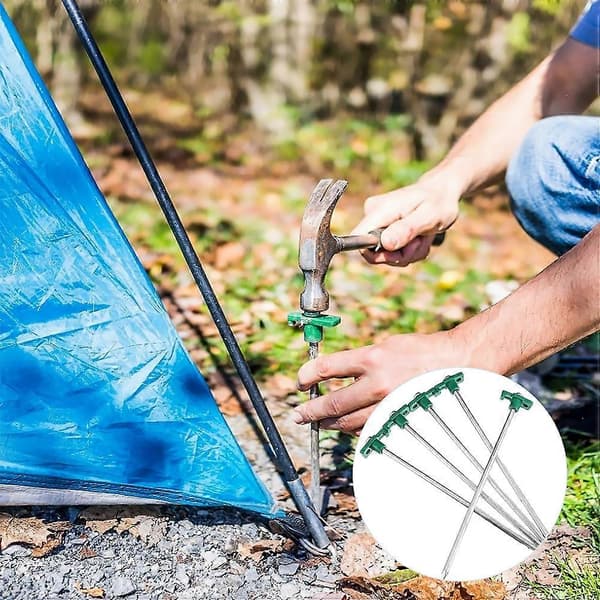 [RM]Utomhustältpinnar Grön Rostfritt Stål för Camping 10 st Förpackning