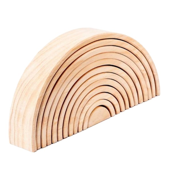 12x Trä Regnbåge Klossar Båge Stapling Nesting Barn Hand-öga Pussel Leksak B