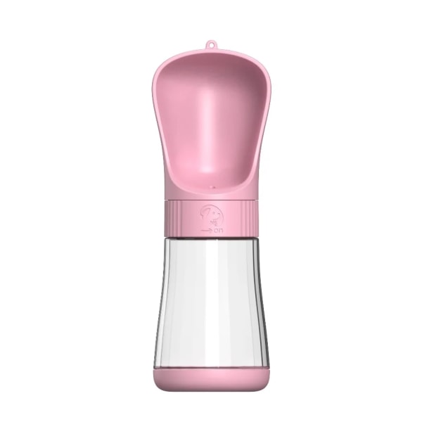 2-i-1 Portabel Hundvattenflaska Utomhus Promenad Drickskålar Husdjursmatare Pink 330ML