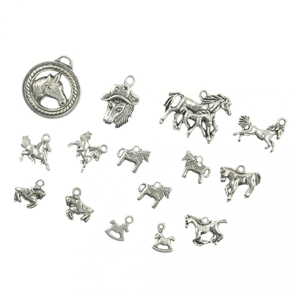 15 st Silverlegering blandade hästar berlockhänge för DIY-smycken
