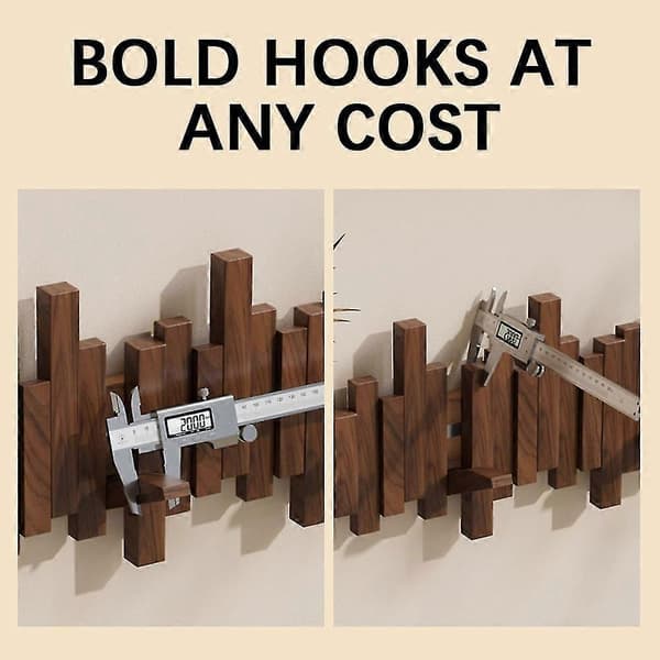 Træ klaver knagerække pladsbesparende dekorativ opbevaringsreol (sort valnød farve) [MI] Black Walnut 3 Hooks