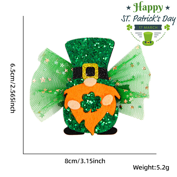 2 st St. Patrick's Day Shamrock Hårspännen Tillbehör Högtidsfest Dekorationer style 1