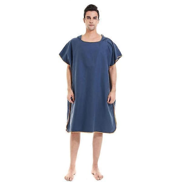 Luxora Voksen Hurtigtørkende Badehåndklekappe Mikrofiber Strandhåndkle Badekåpe Med Hette Navy