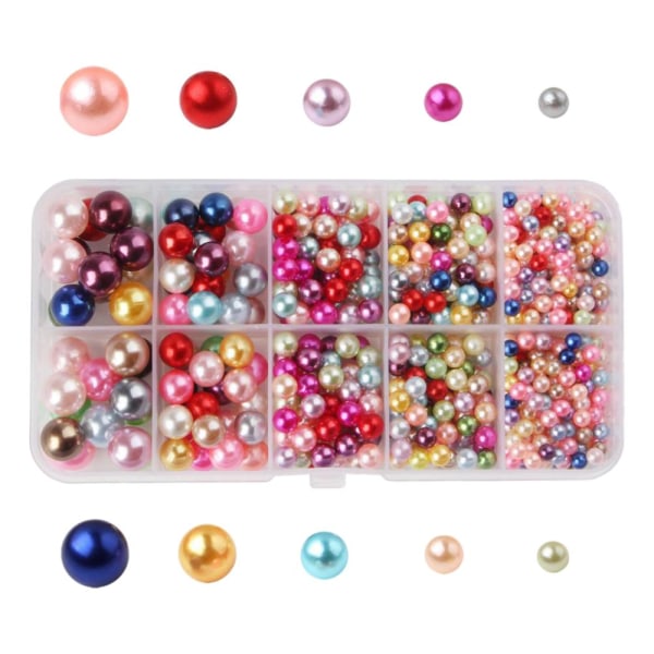 1000x runda falska pärlemorpärlor för att göra DIY-smycken