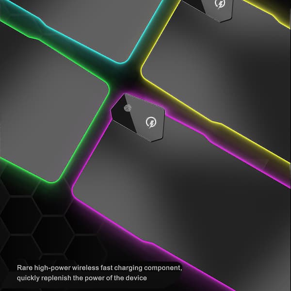 [RM]Gaming Musemåtte RGB Trådløs Oplader 15W Strøm 800x300mm Mus Tilbehør