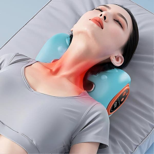 Cervical Massagepude – Ergonomisk & 3 Tilstande – til Bølgevibration & Varmeterapi Black