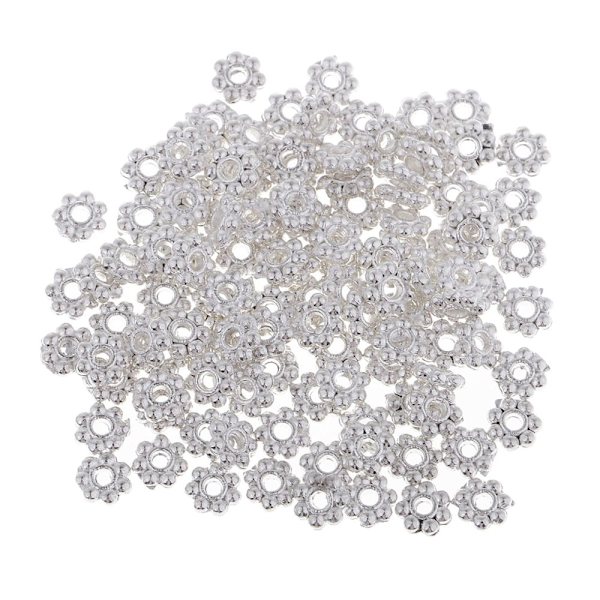 200 st Koppar Tusensköna Blomma Distanspärlor Smyckestillverkning Berlocker 6mm Silver